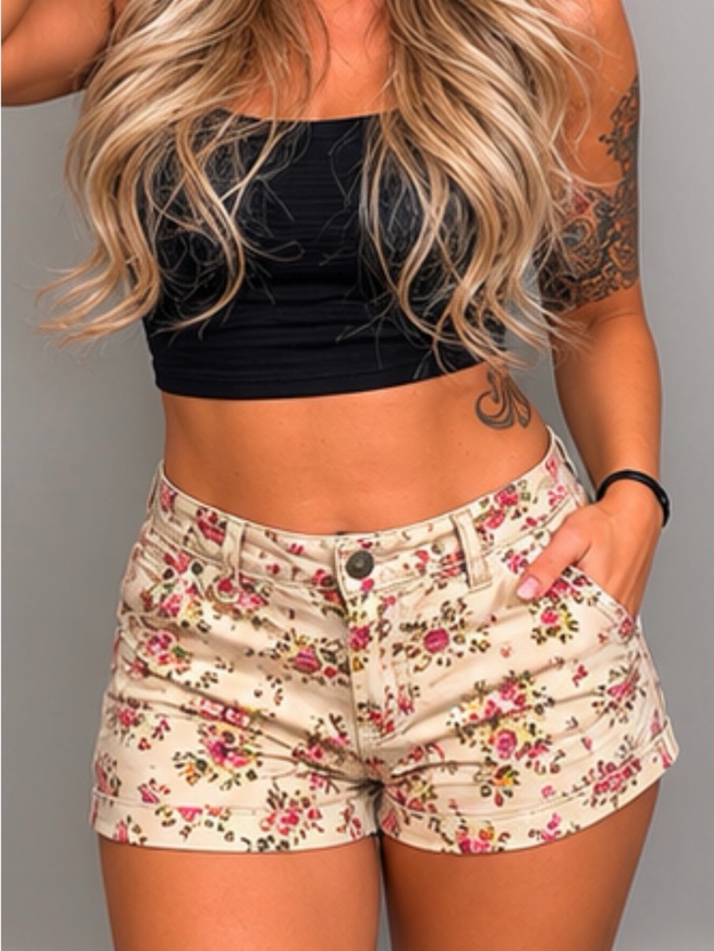 No Boundaries Cream/Floral Shorts